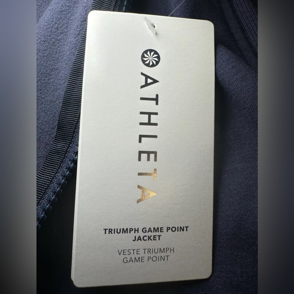 NWT Athleta Triumph Game Point Jacket, Blue/Side Stripes, Sz Medium Tall - Picture 8 of 12